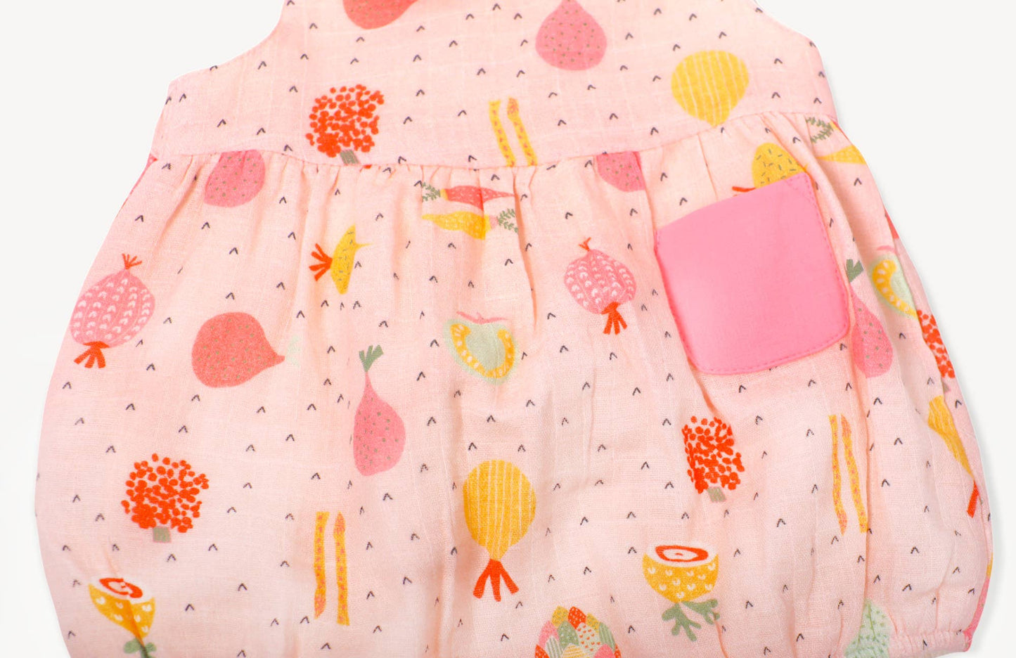 Veggie Salad Peter Pan Bubble Baby Romper (Organic Muslin): 6-12M / Blush