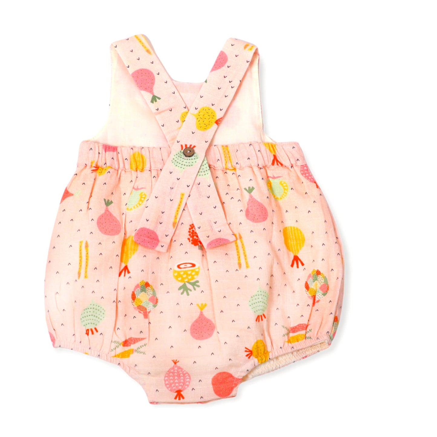 Veggie Salad Peter Pan Bubble Baby Romper (Organic Muslin): 6-12M / Blush