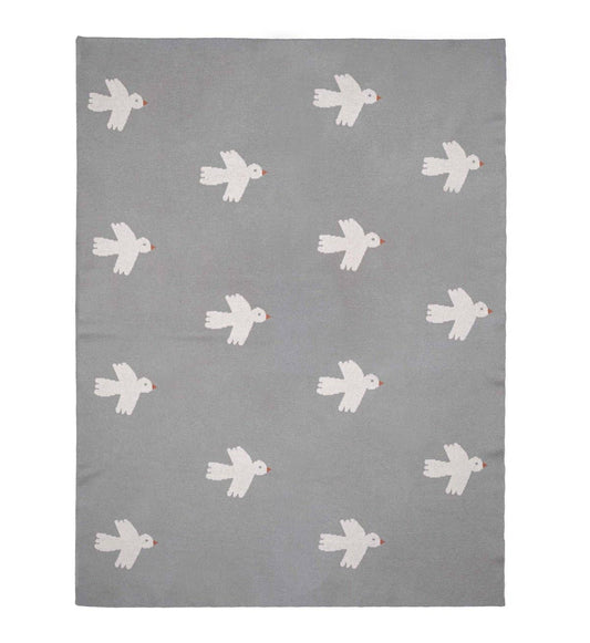 Organic Cotton Knitted Blanket / Little Birdie Olive