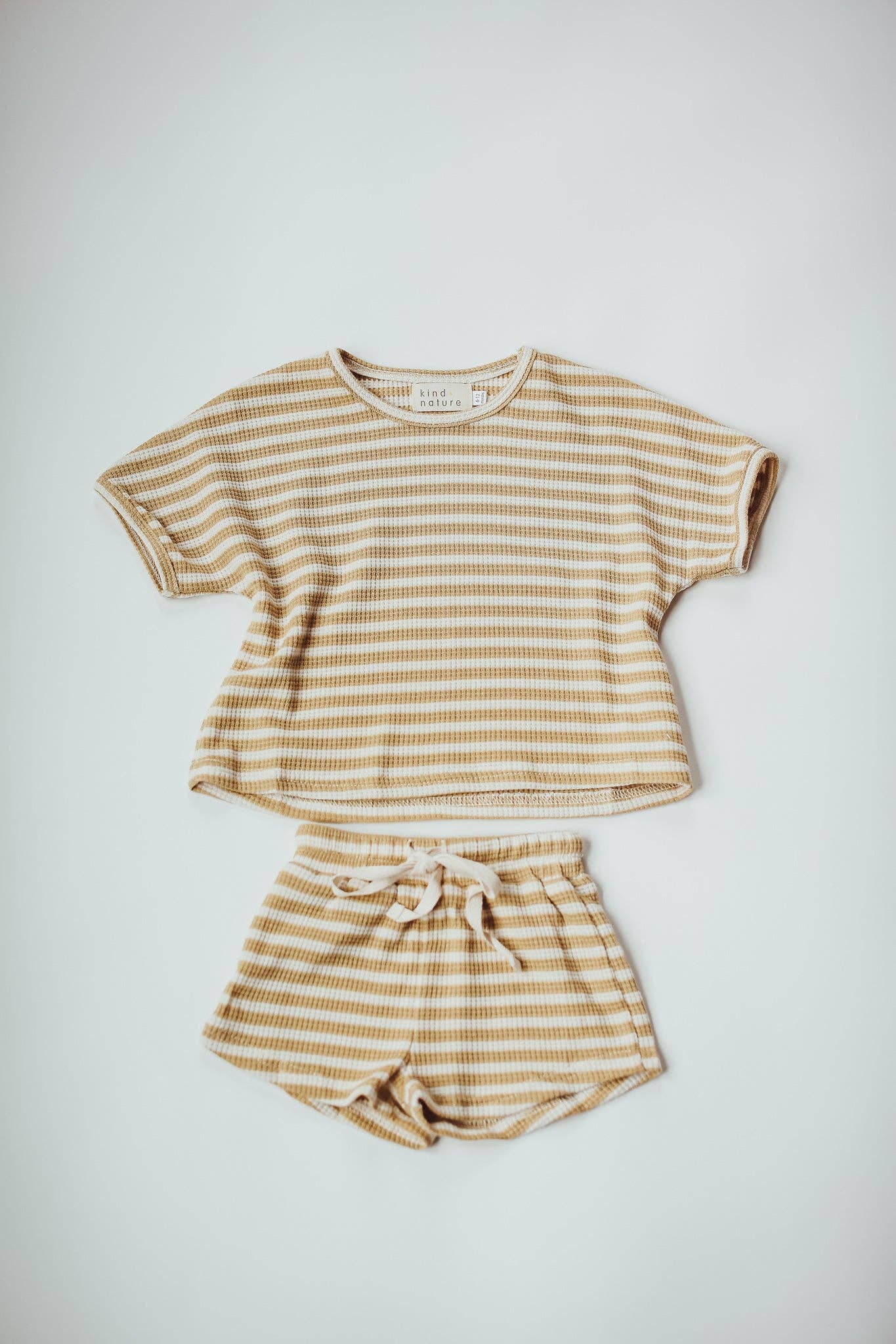 Waffle cotton set, Mustard stripes
