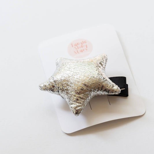 Metalic Silver Star Hair Clip