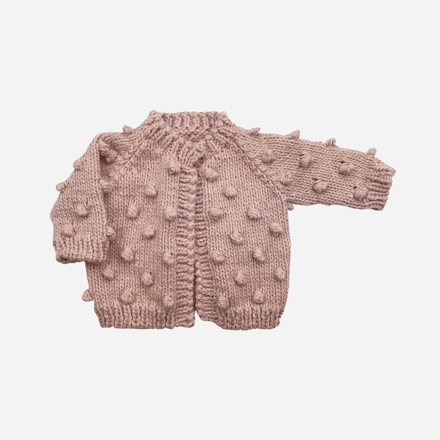 Popcorn Cardigan, Blush | Hand Knit