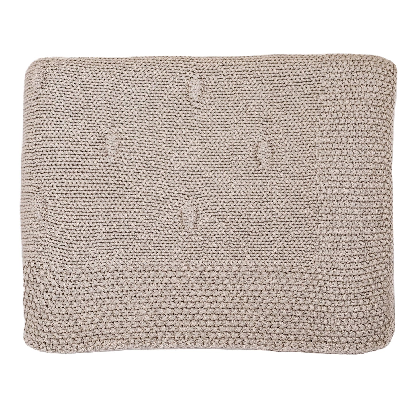 Organic Cotton Knitted Blanket, Warm Stone