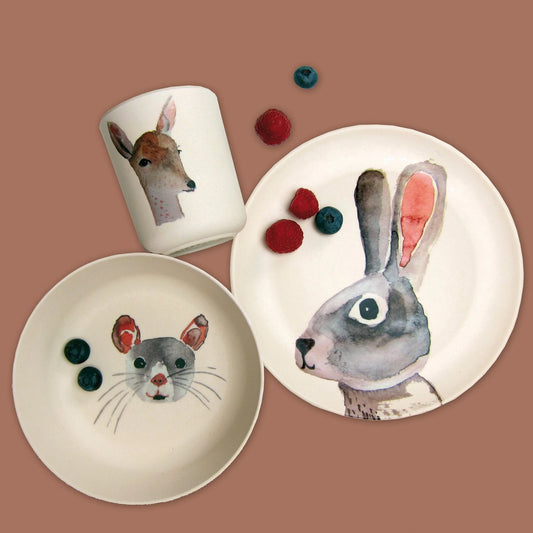 Bamboo Tableware Set - watercolor animals
