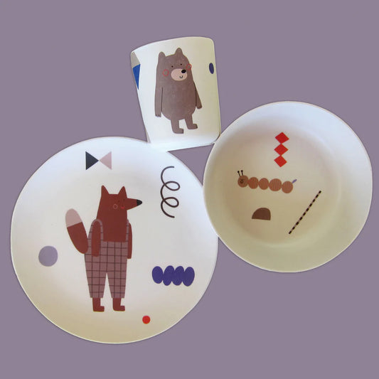 Bamboo Tableware Set - Fox and friends
