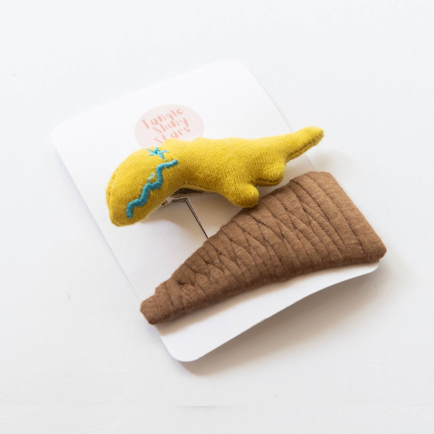 Dinosaur Toy Hair Clip (Mustard Yellow & Brown)