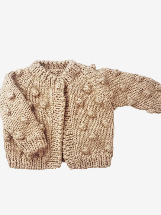 Popcorn Cardigan, Latte | Hand Knit