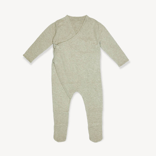 Milan Sweater Knit Baby Kimono Footie Coverall (Organic): Oatmeal Heather / 3-6 Month