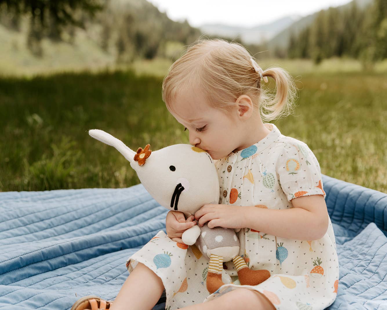 Veggie Puff Sleeve Muslin Baby Dress+Bloomer(Organic Muslin)