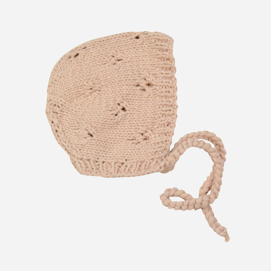 Lily Bonnet, Blush | Cotton Hand Knit Kids & Baby Hat