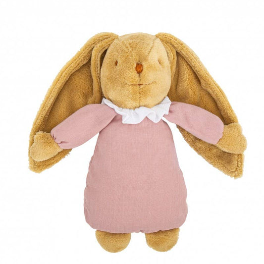 Lapin Nid D'Ange Doudou Musical - Coton Bio Vieux rose