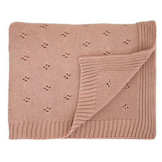 Organic Cotton Knitted Blanket, Almond