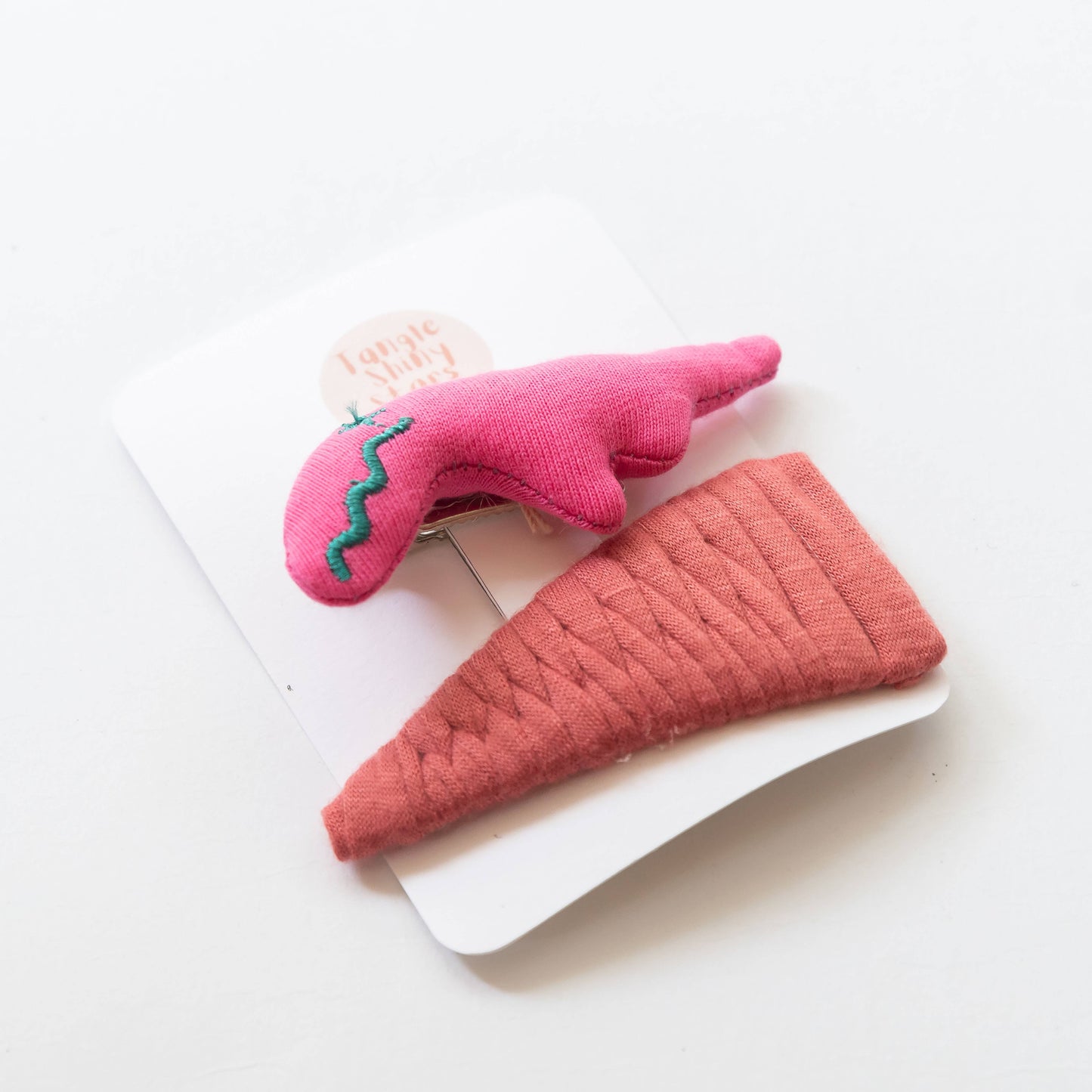 Dinosaur Toy Hair Clip (Hot Pink & Coral)