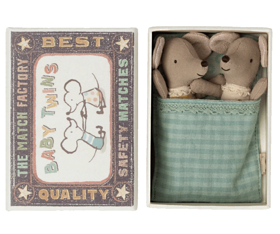Twins, baby mice in matchbox